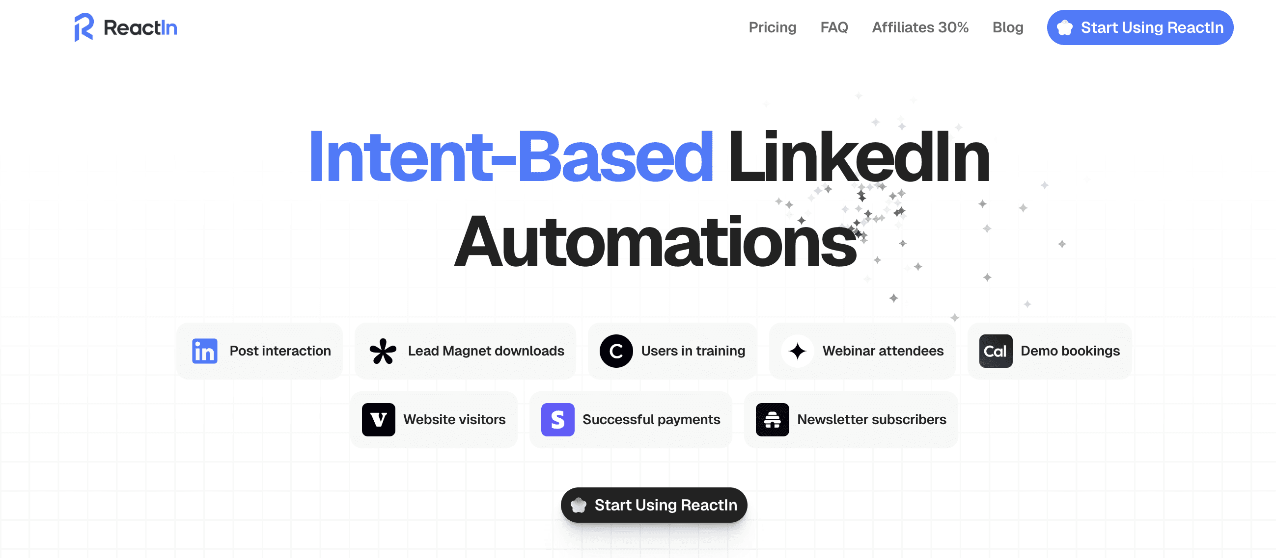 ReactIn landing page