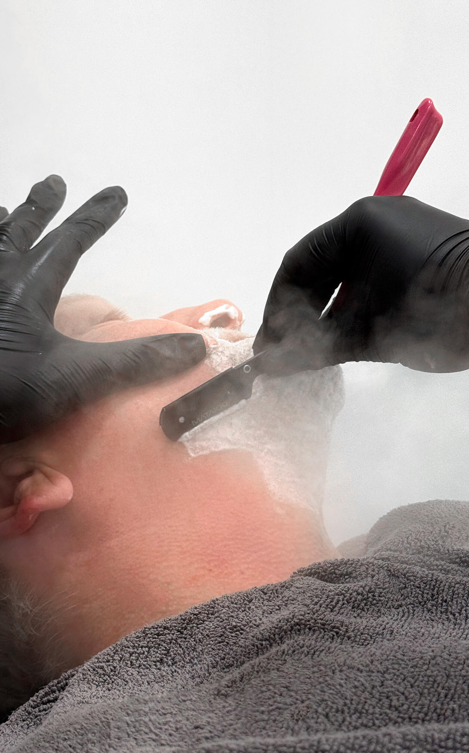 Close up of a wet shave