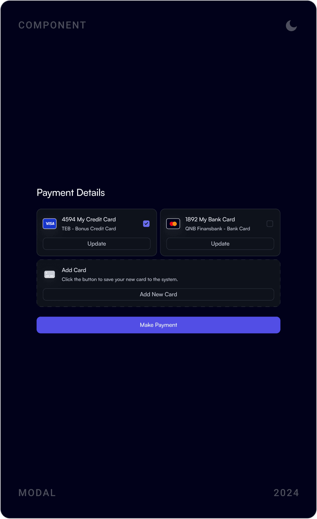 Professional Payment Method Selection Design