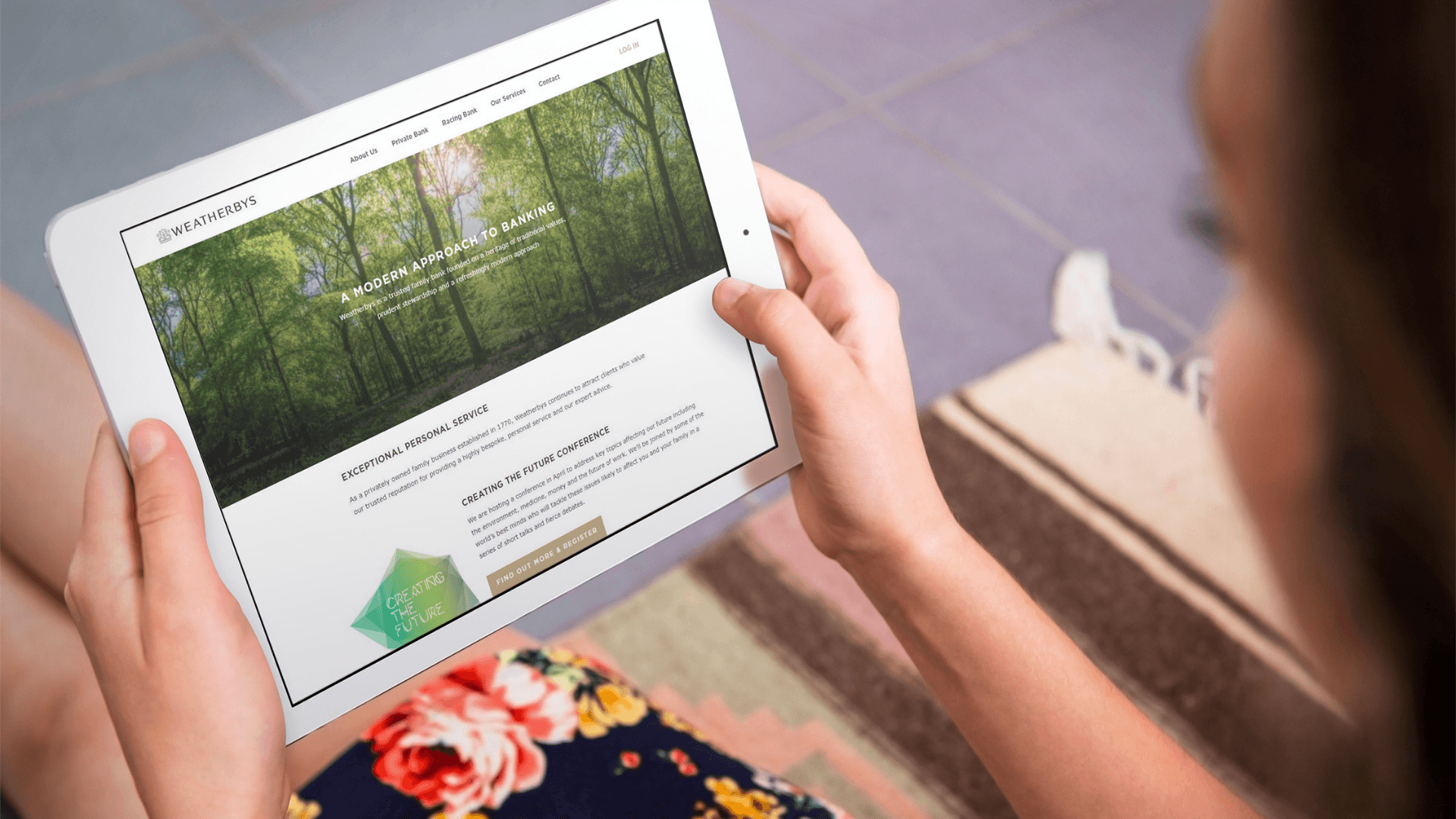 Weatherbys bank site on tablet