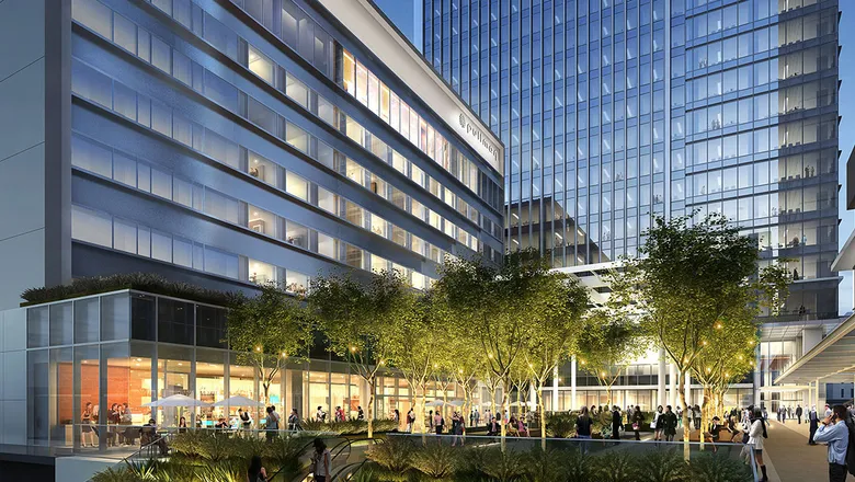 a building with trees and plants