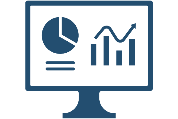 icon of a computer screen showing key performance indicators