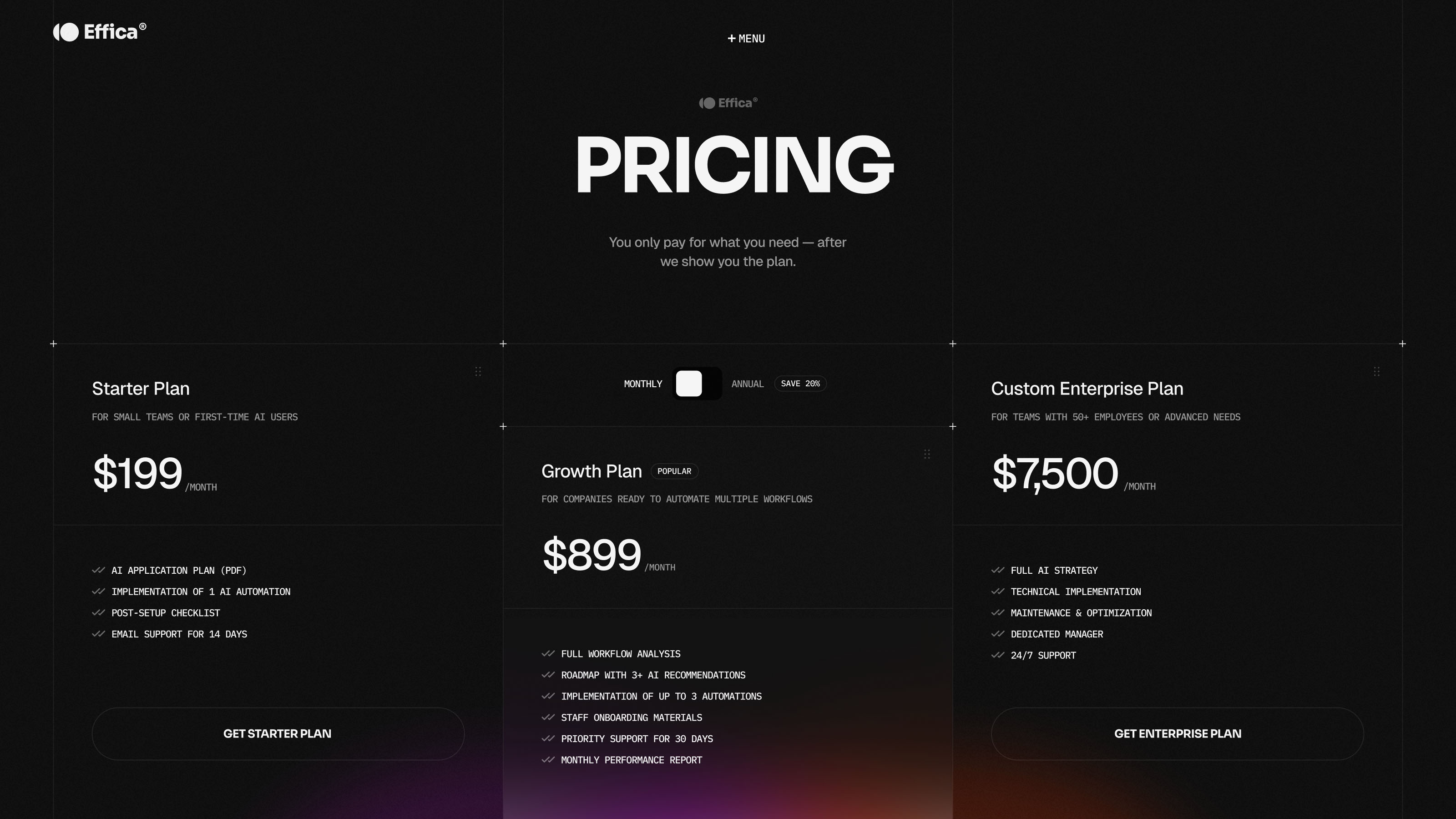 Effica website template for AI consultants