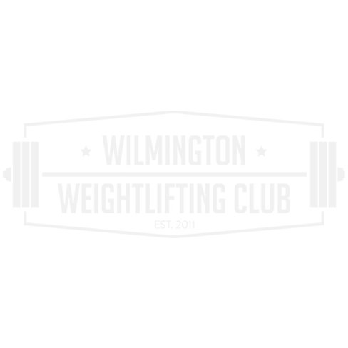"Wilmington weightlifting club est 2011" inside a geometric frame with a barbell
