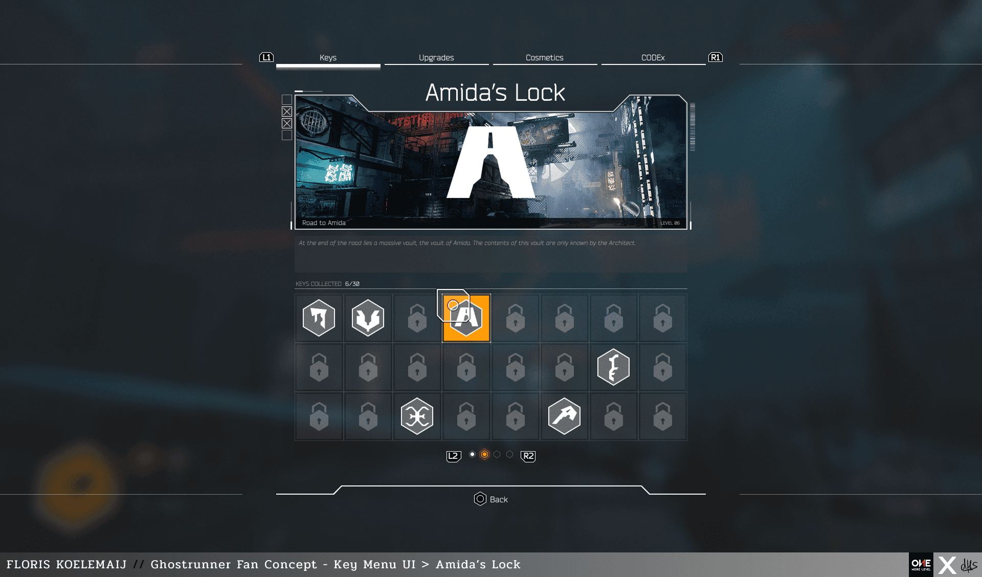 Ghostrunner Fan Concept key menu UI in-game screenshot