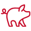 The Porcellino pig logo in red.