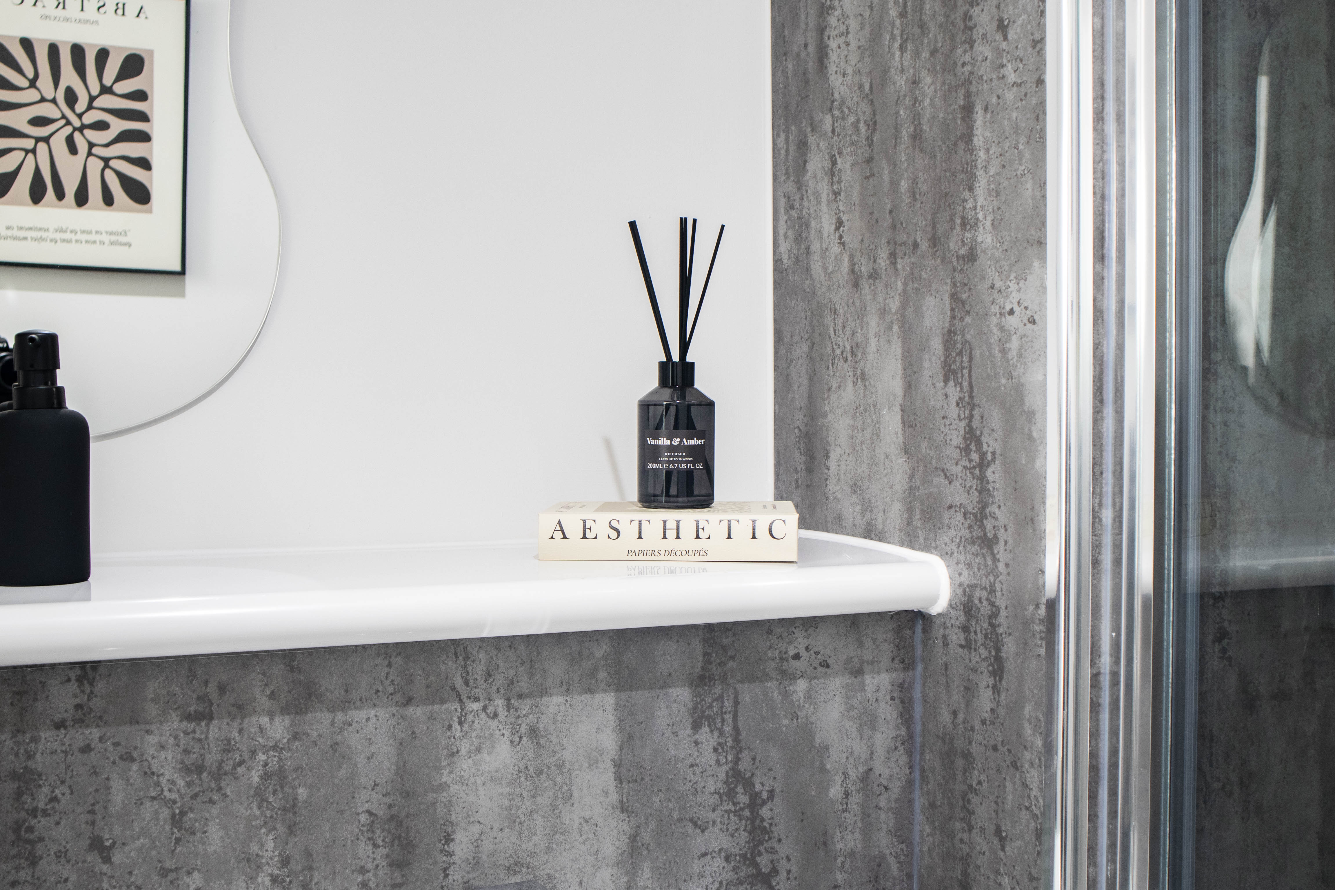 Modern minimalist dining area with chairs and dining set