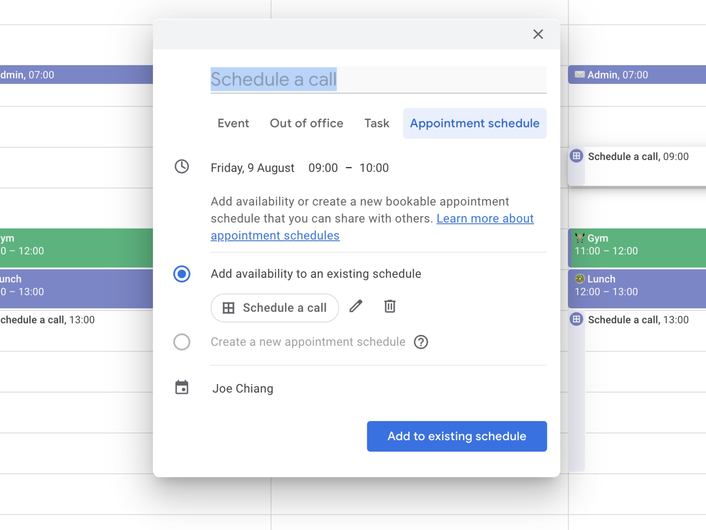 Google Calendar - Appointment Schedule