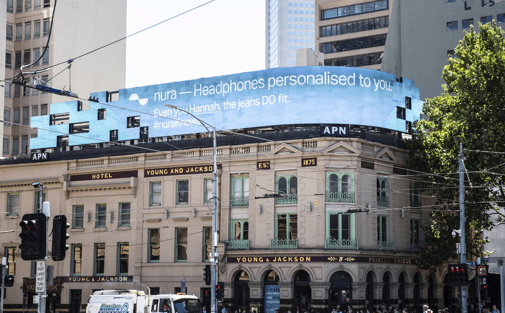 Billboard in the middle of Melbourne City for Nura Headphones by Craate Creative