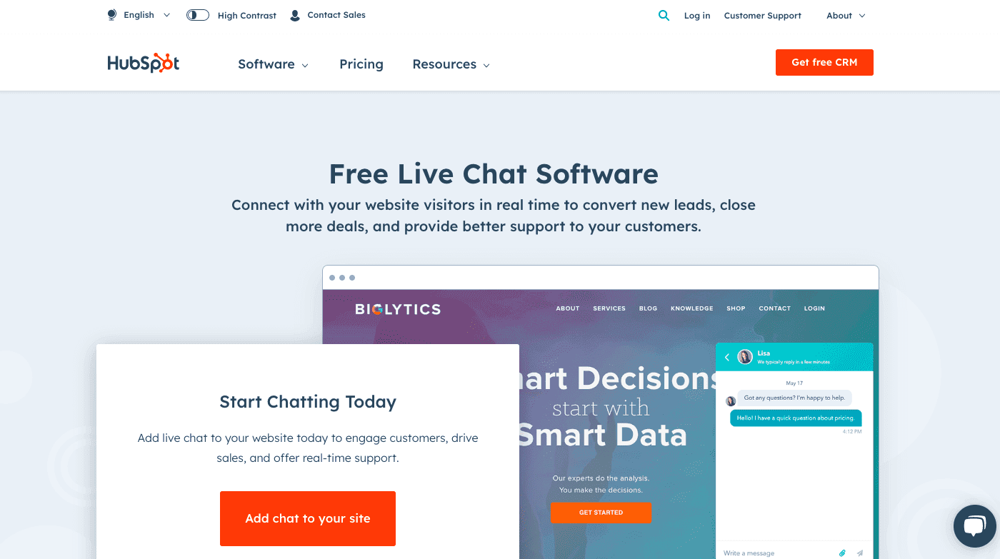 hubspot live chat