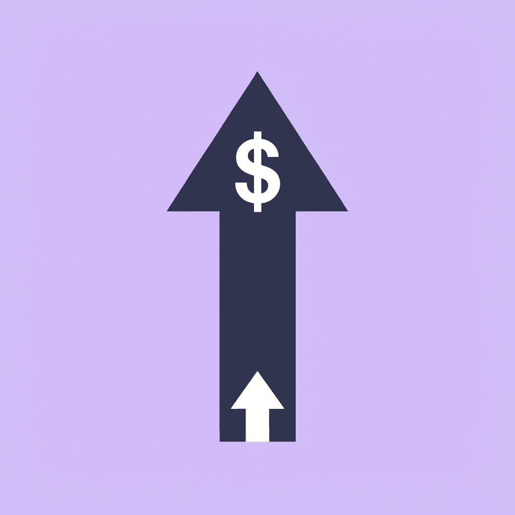 Upward arrow showing small retention improvement driving significant profit growth