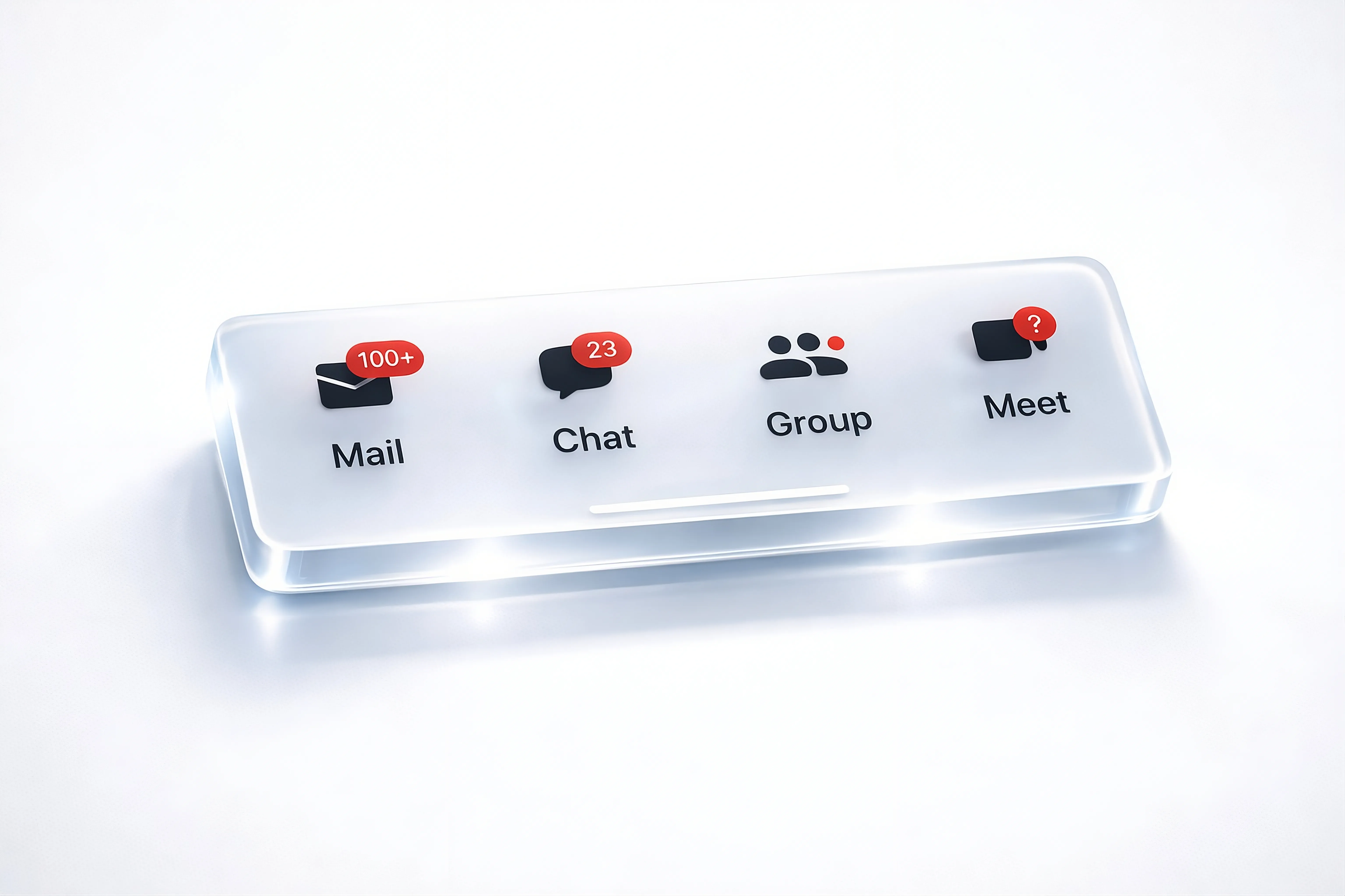 A 3D type notification badge design in light theme