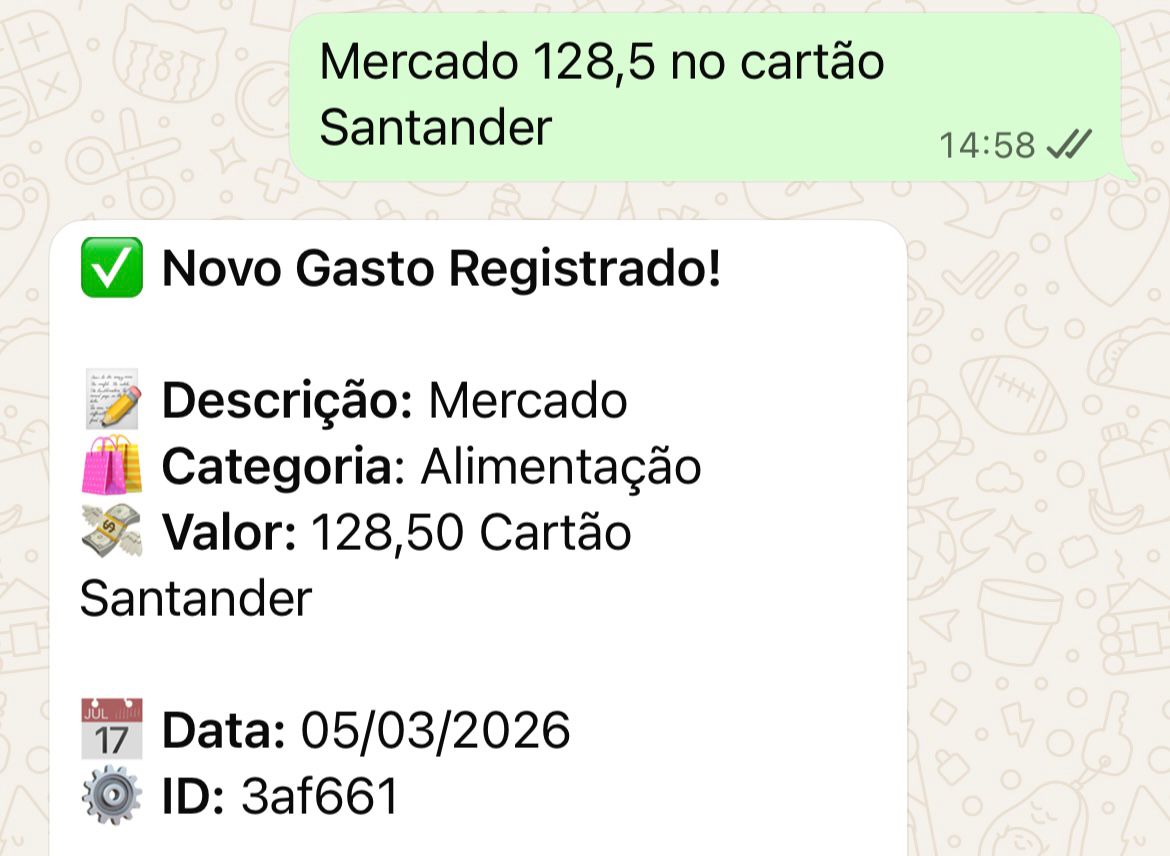 Registro de gasto por mensagem Porquim IA