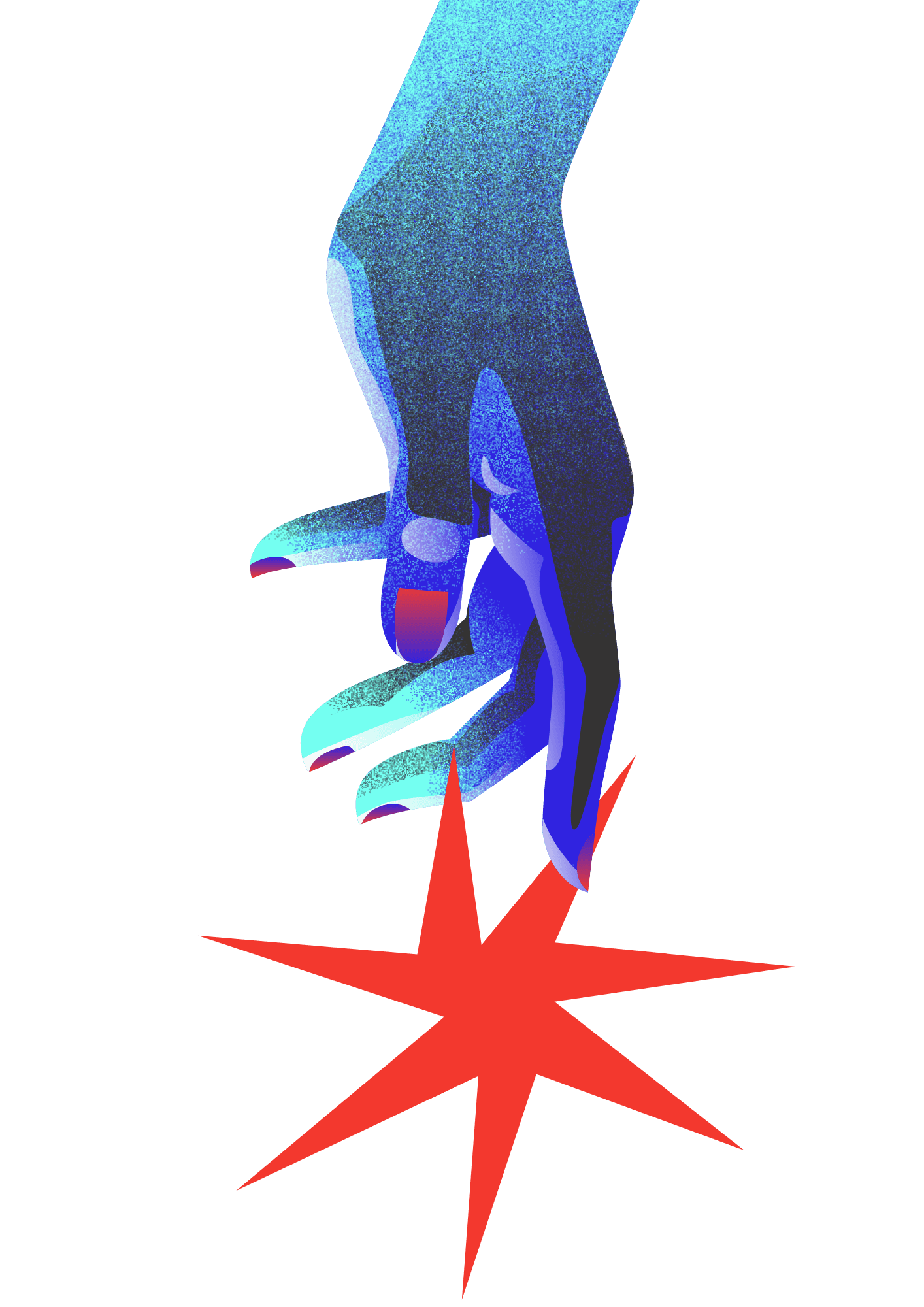 ilustración mano con estrella roja