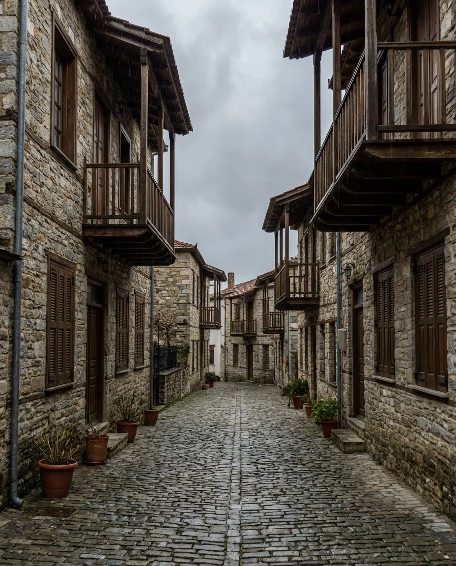 Quiet street scene in Arnaia Chalkidiki