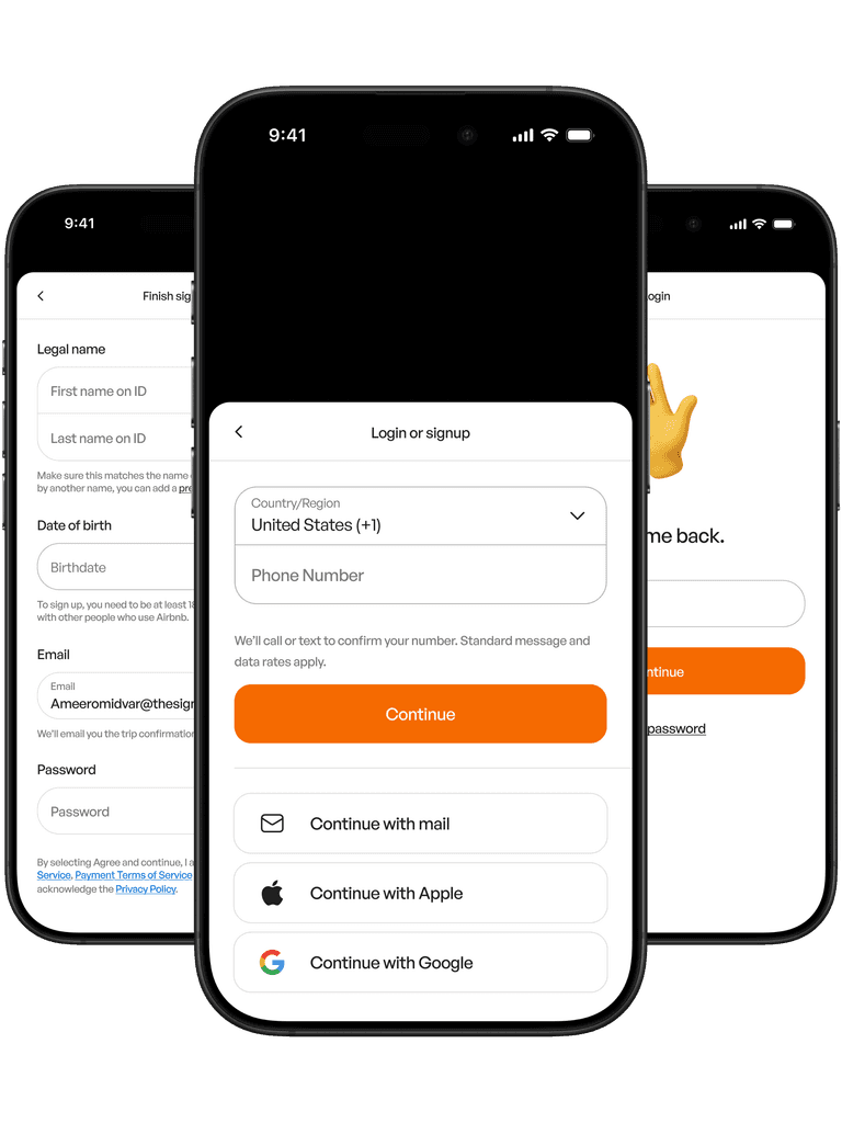 Ecommerce login and signup and onboarding