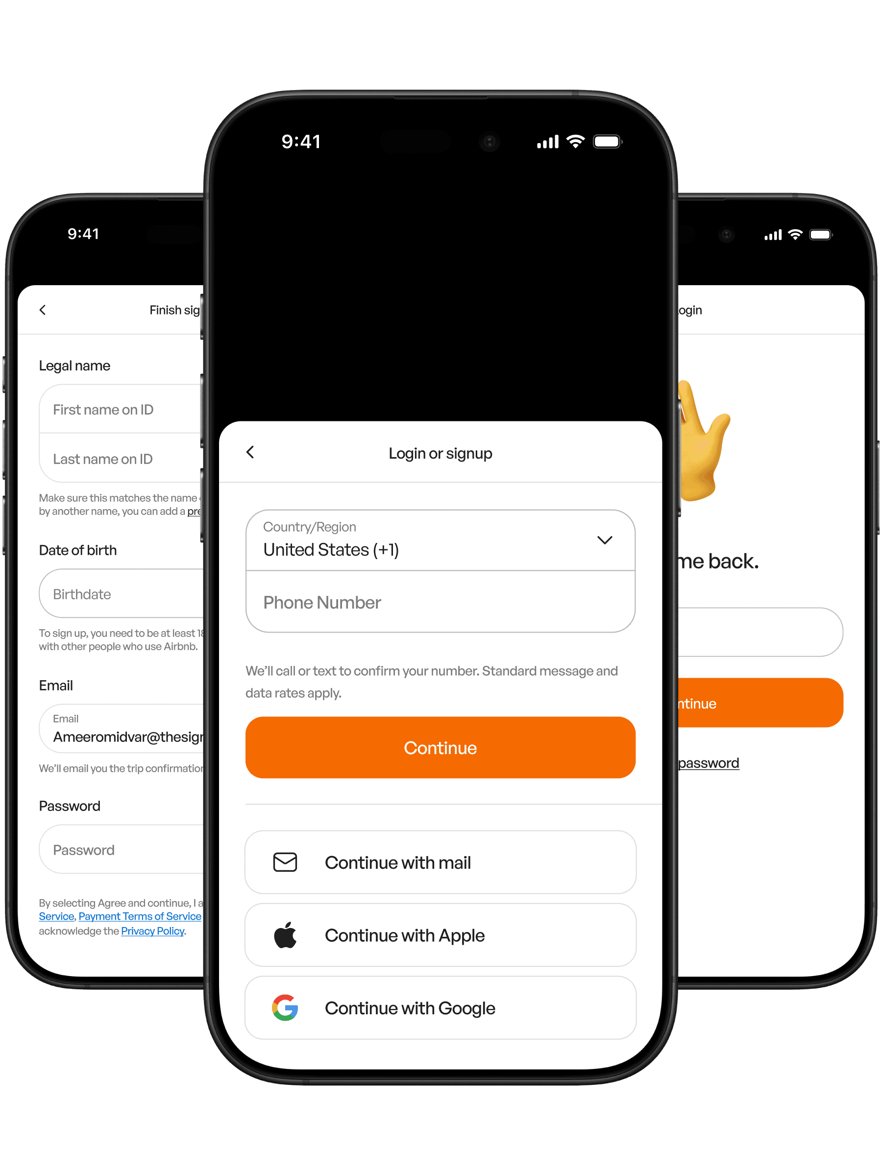 Ecommerce login and signup and onboarding