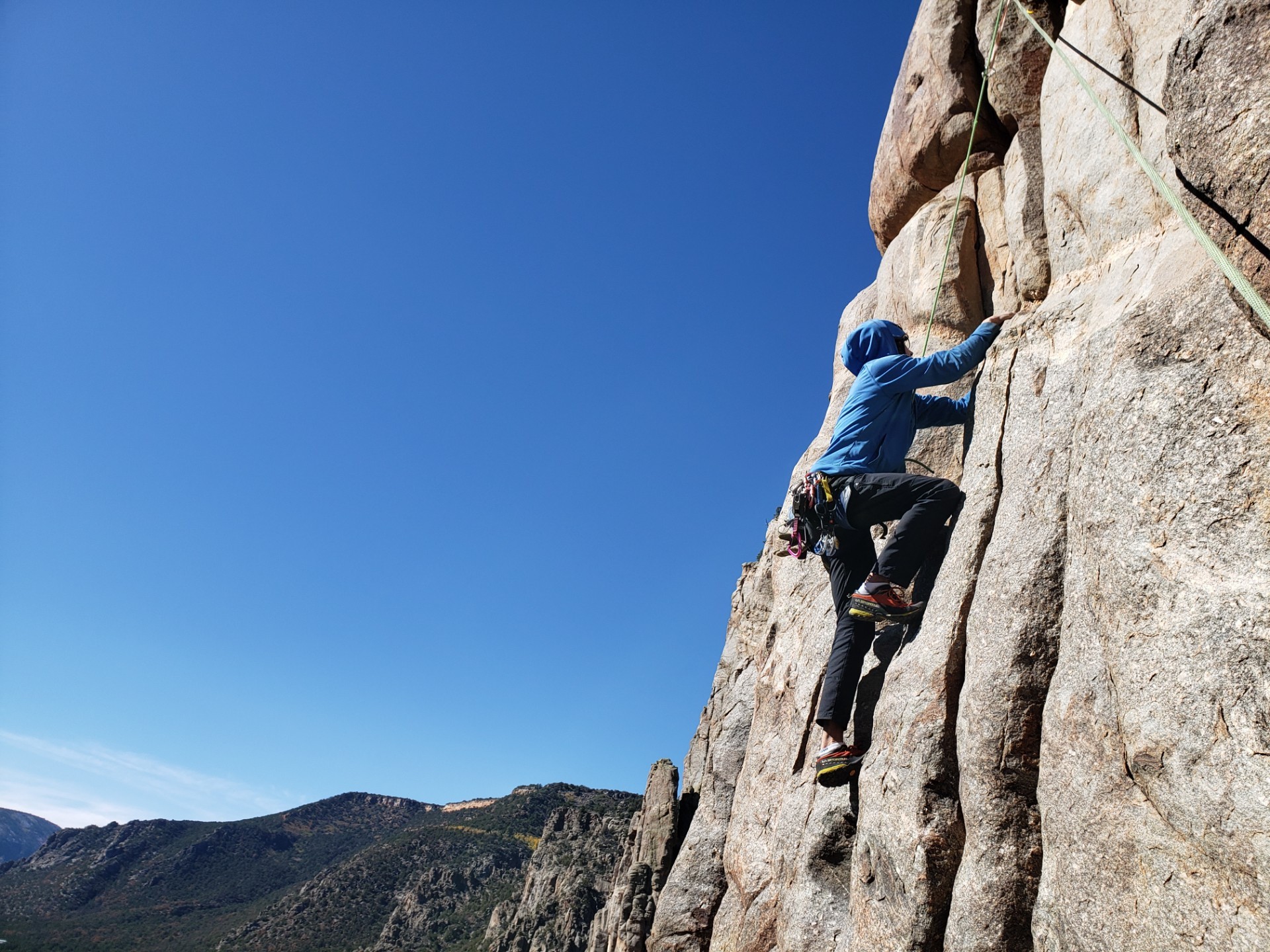 Climber jams hands on climb in Unaweep Canyon