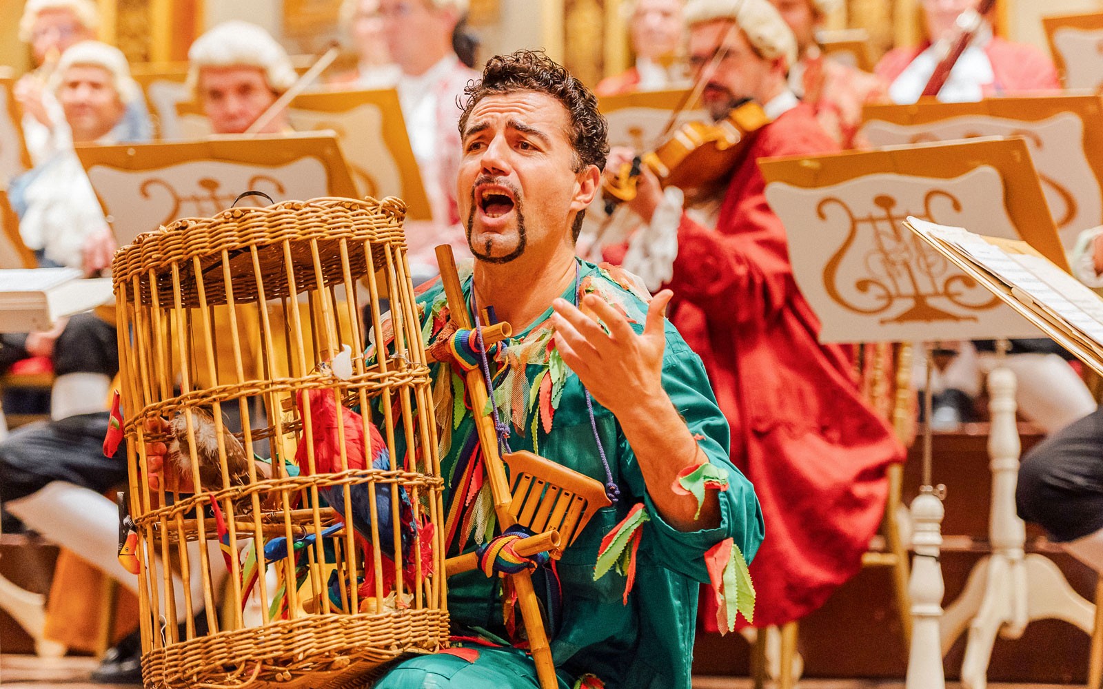 音乐家在维也纳金色大厅与管弦乐团合作演出。