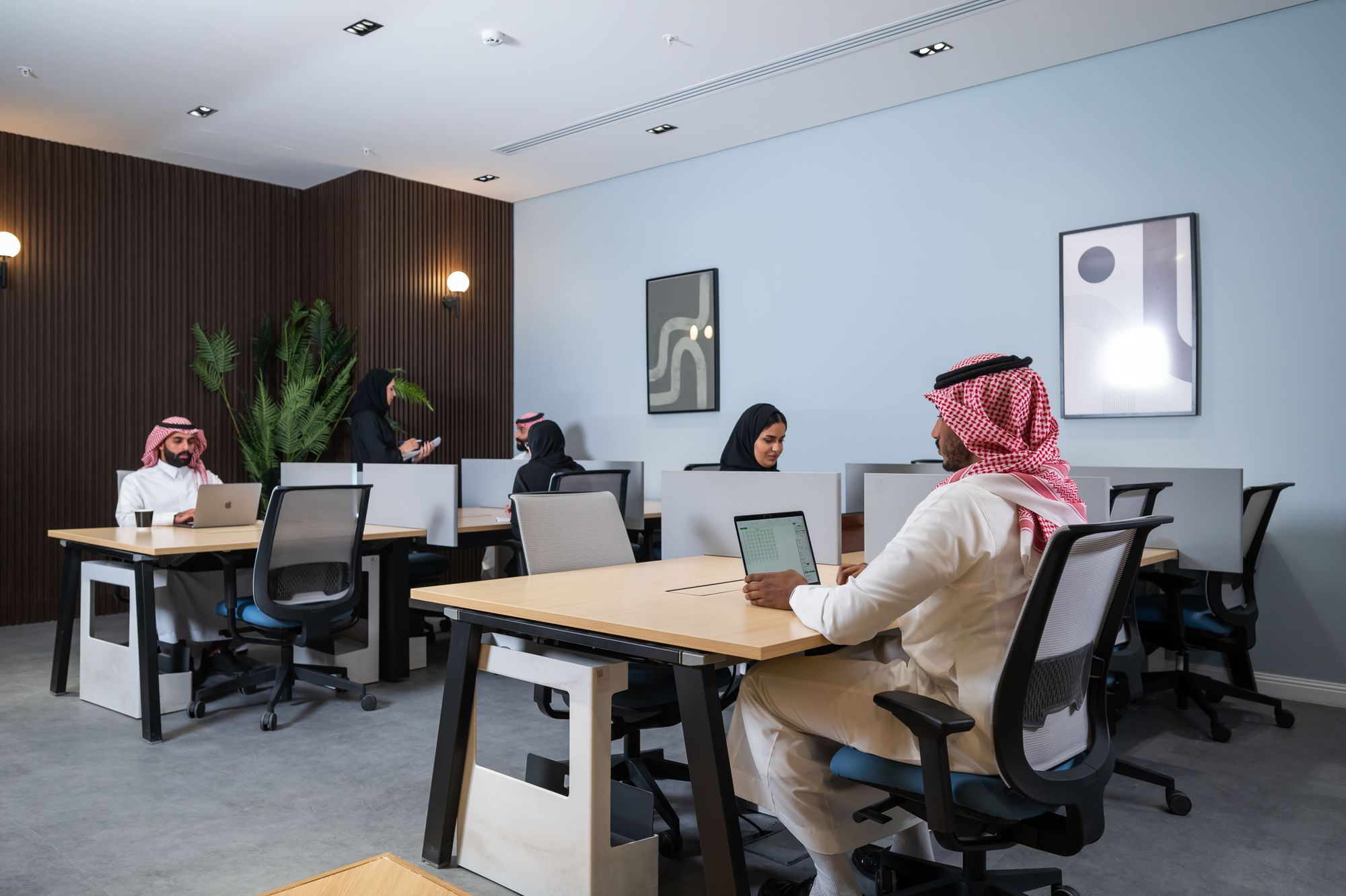 Shared coworking workspace at DIOM Flex, Riyadh