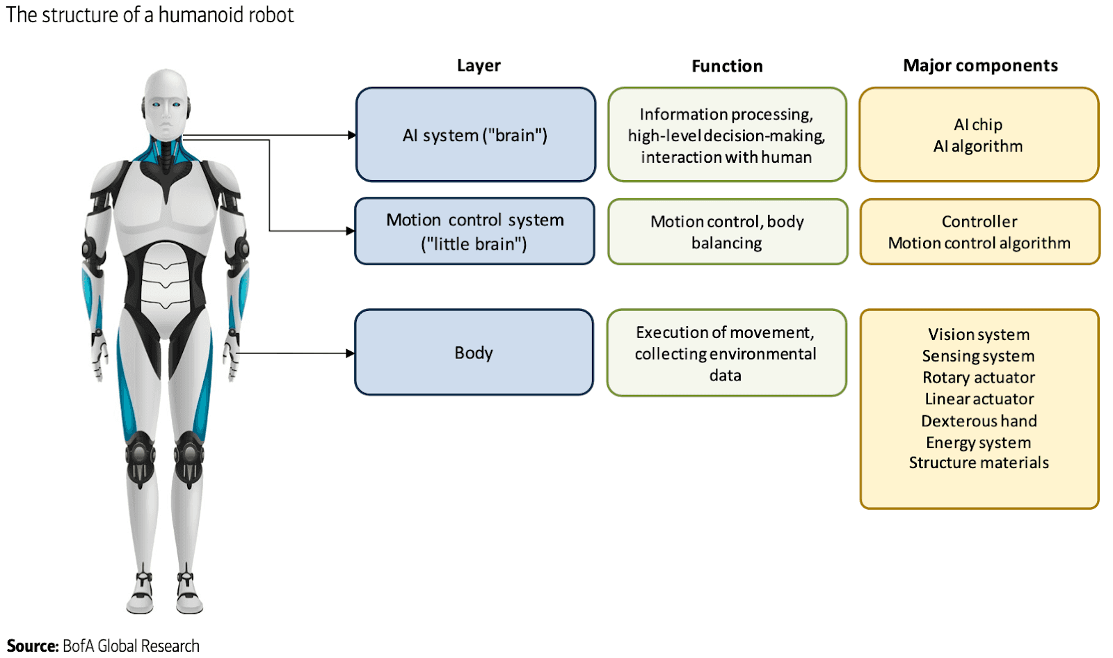 The structure of a humanoid robot
