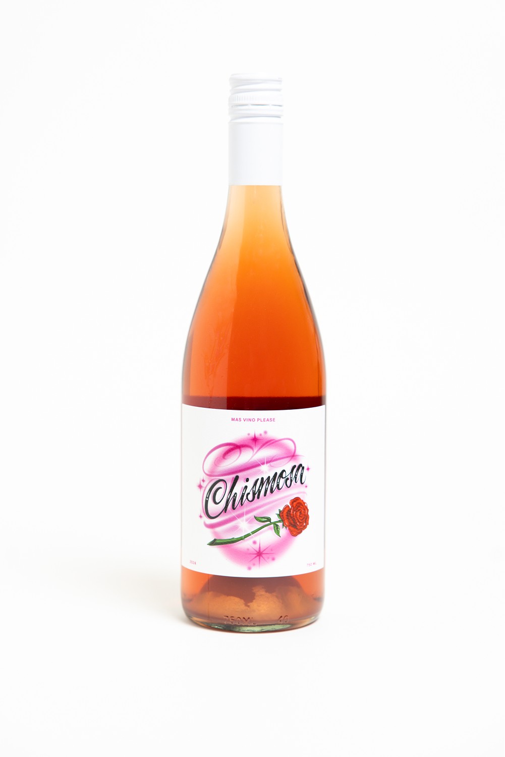 Rosé wine bottle product photography isolated on white background