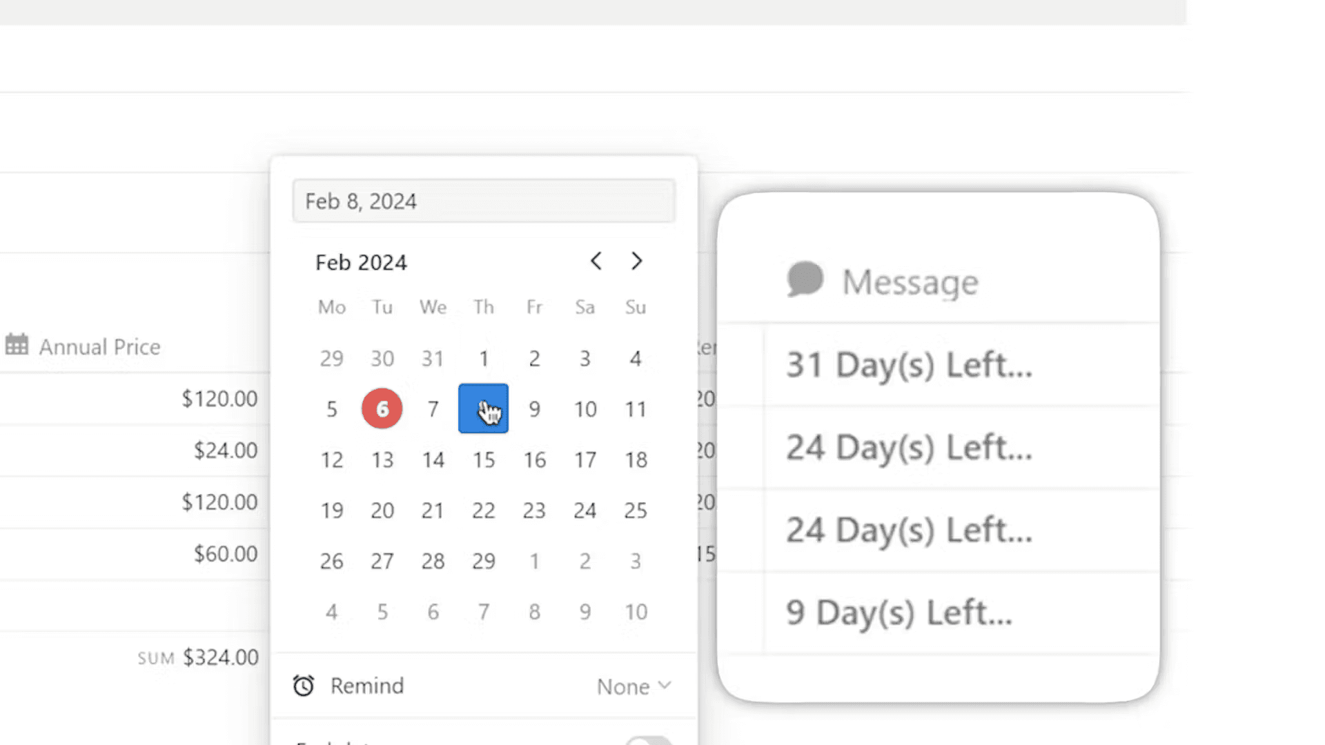 Image of Date Tracking for Notion Subscription Tracker