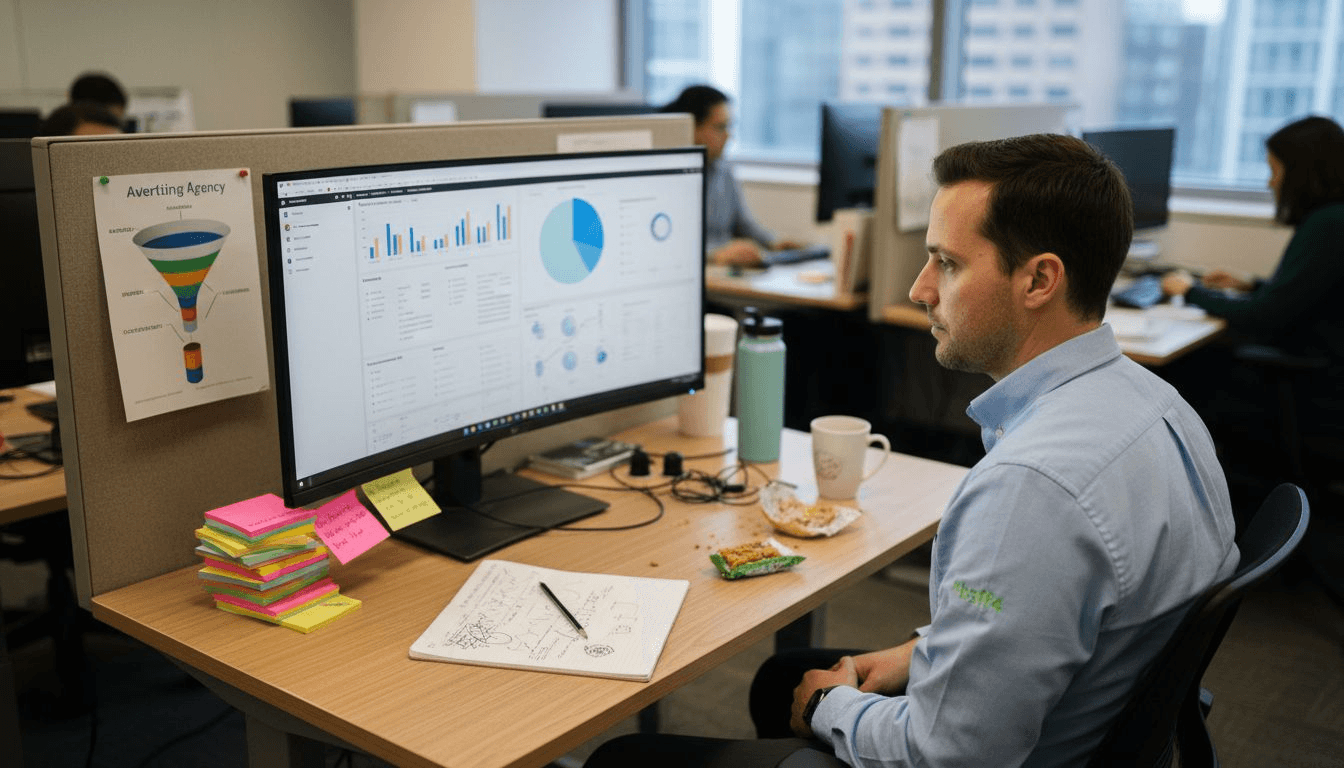 Marketer checking campaign analytics dashboard