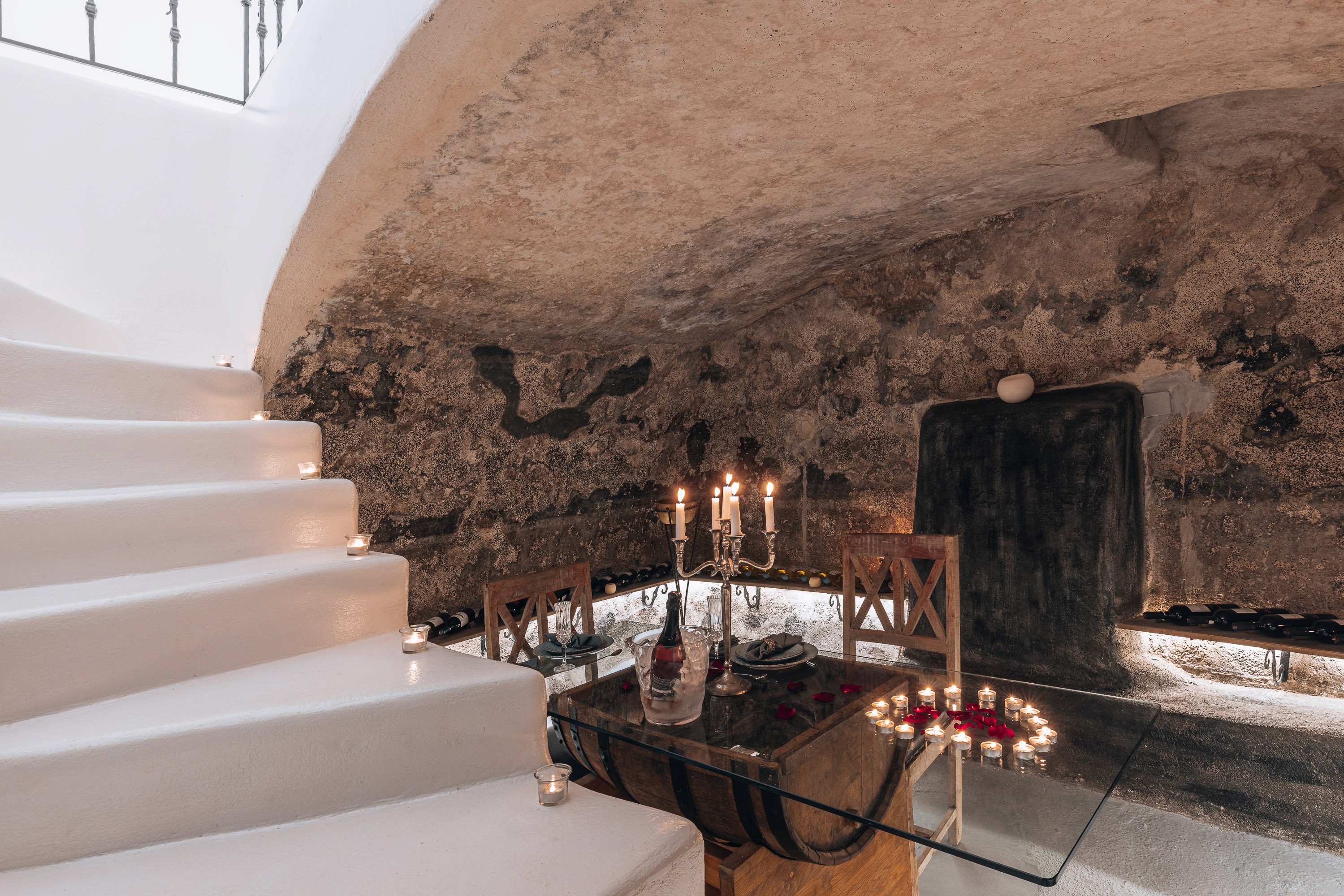 Dining area of our villa in santorini