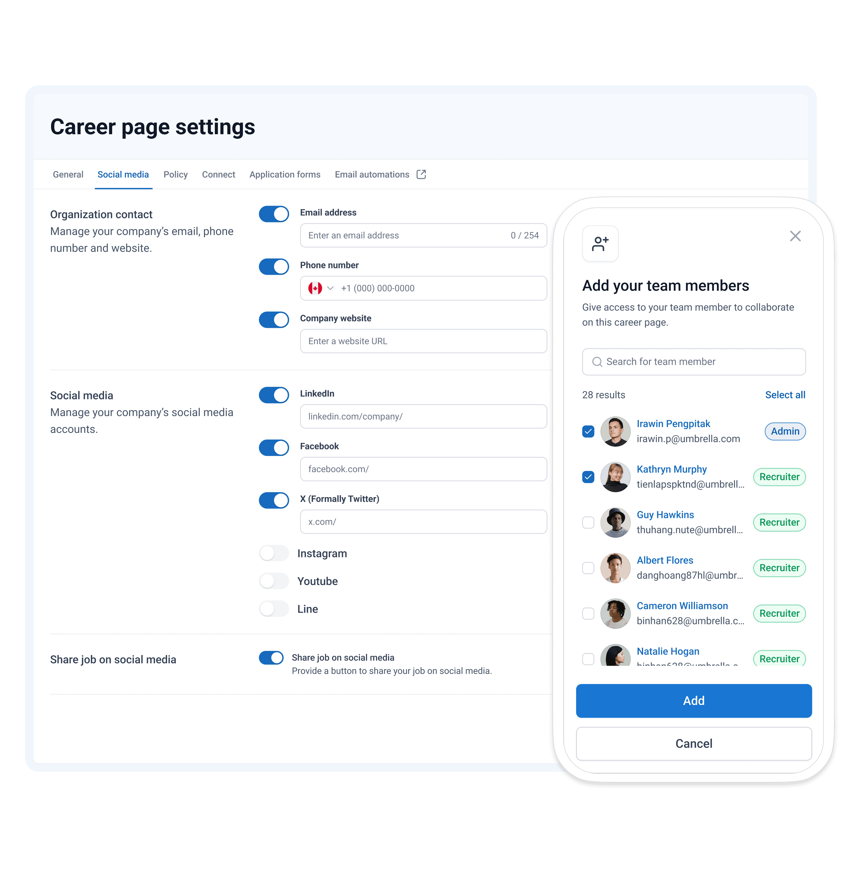 Product visual for career page configuration pages