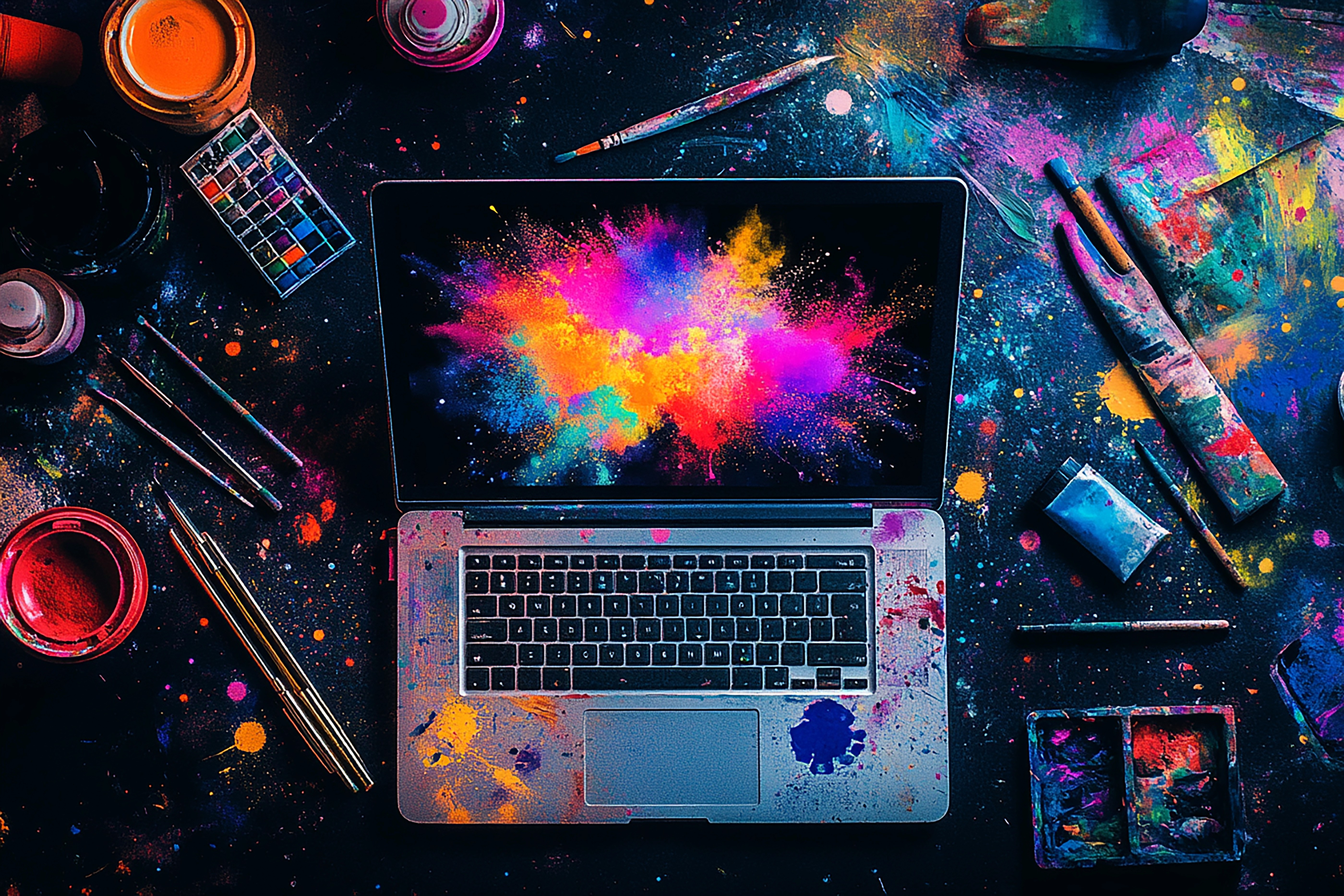 Artistic portrait with red and blue lighting creating a dramatic effect