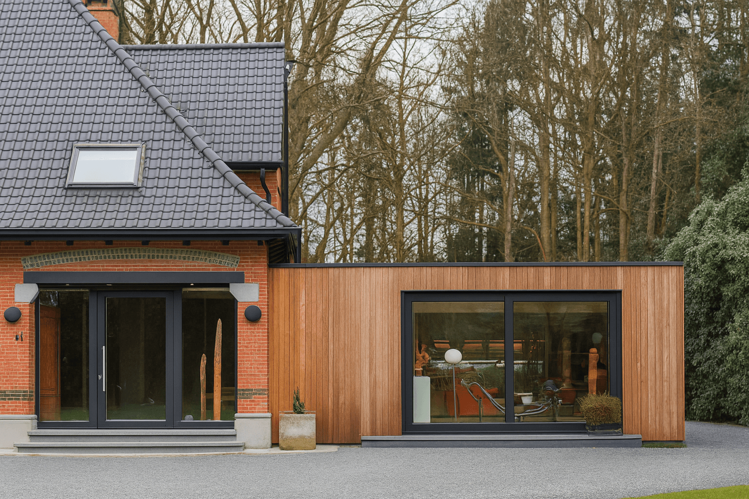 Moderne aanbouw in Groningen met houten gevelbekleding – uitbreiding woning door ADCM Bouw & Renovatie