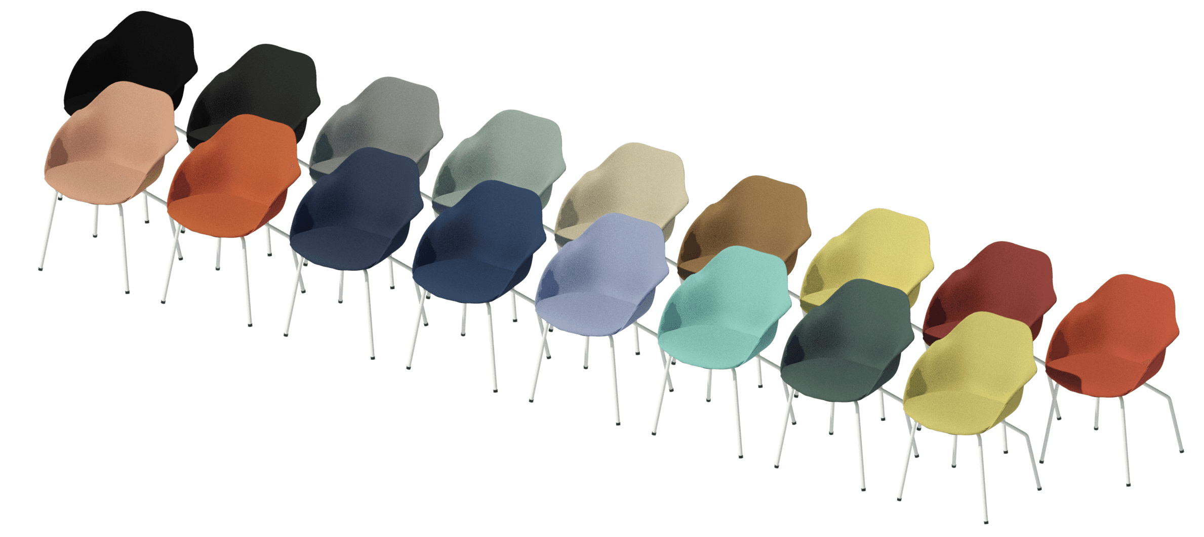 Yonda chair with tubular base shown in Lona material group.