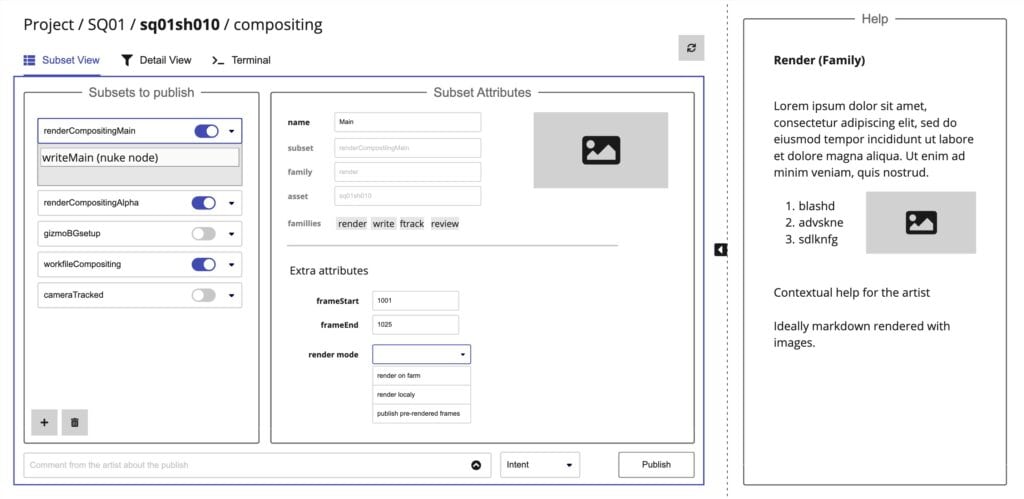 Gui mockup - publisher - subset view - help expanded