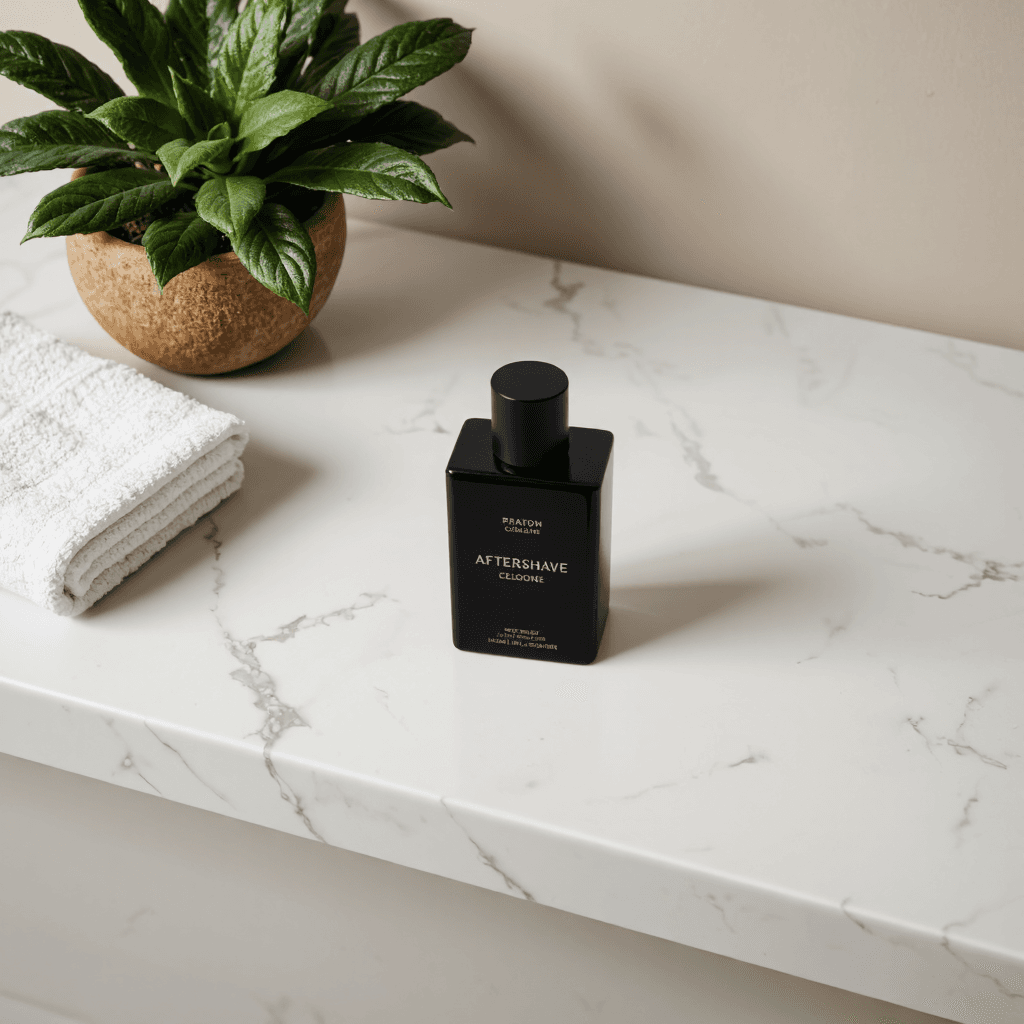 product photography of bottle of aftershave cologne