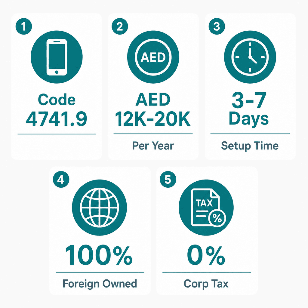 Infographic: Telephones & Telecommunications Equipment Trading License in Dubai: Cost and Requirements