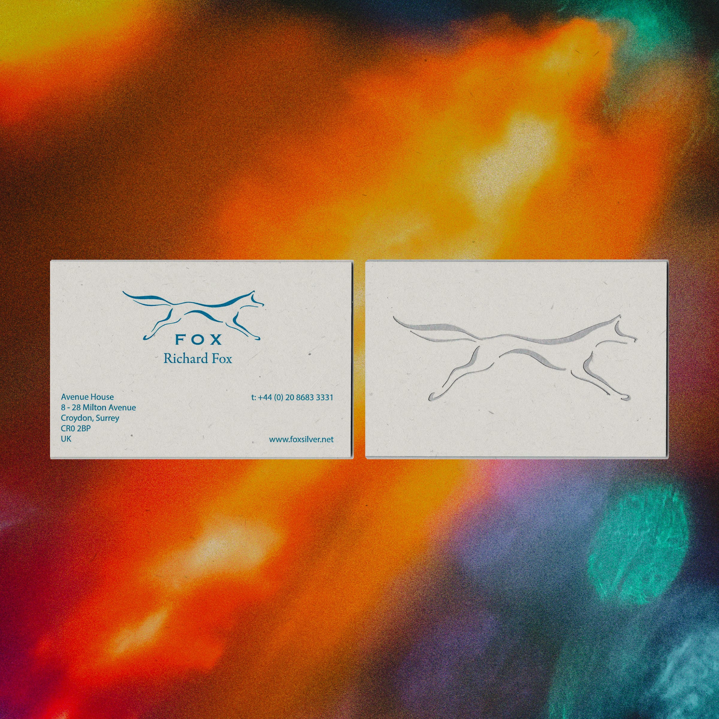 fox silver business cards