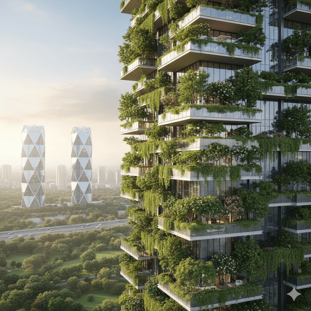 green balconies M3M high rise residential tower