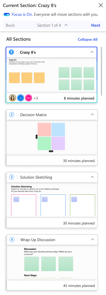 GIF of MS Whiteboard Focus Mode and Sandboxes features