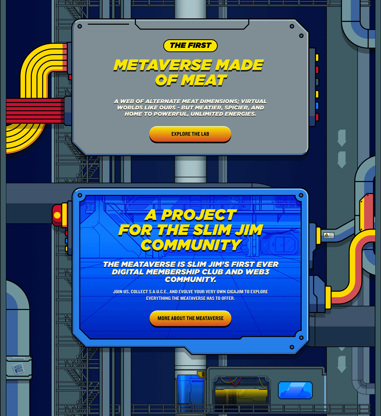 A section of the Slim Jim Homepage