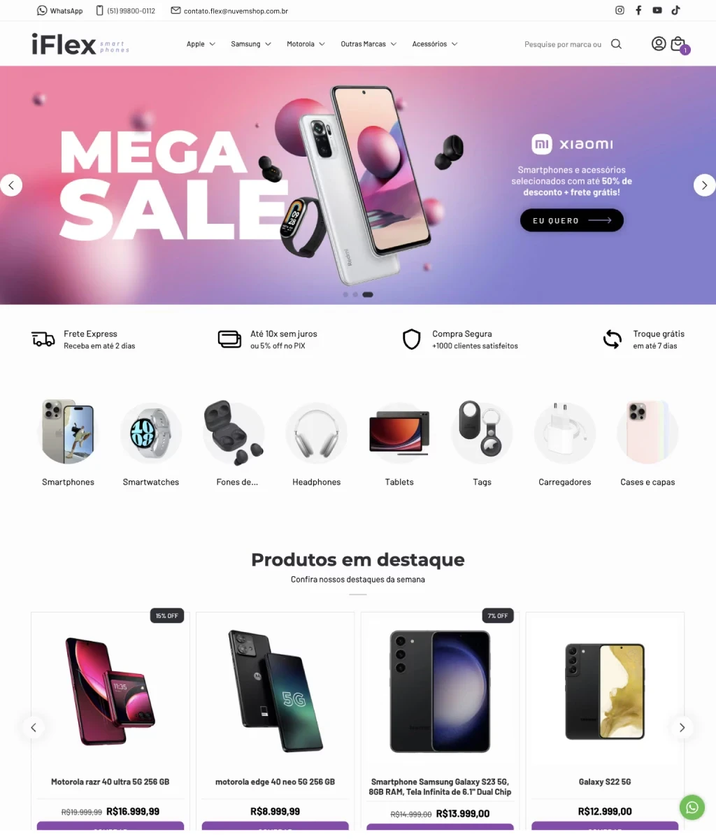 Modelo de loja virtual de celular e acessórios