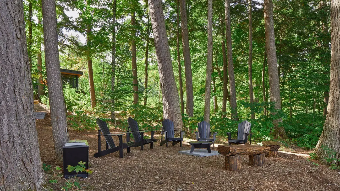 large firepit in a beautiful outdoor landscape.