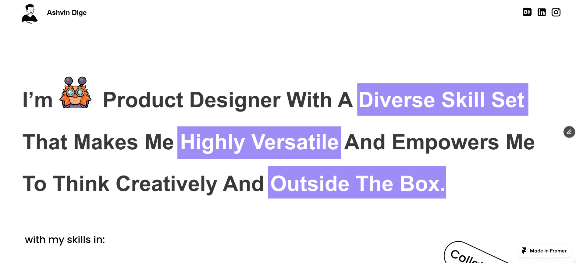 Example work of framer development