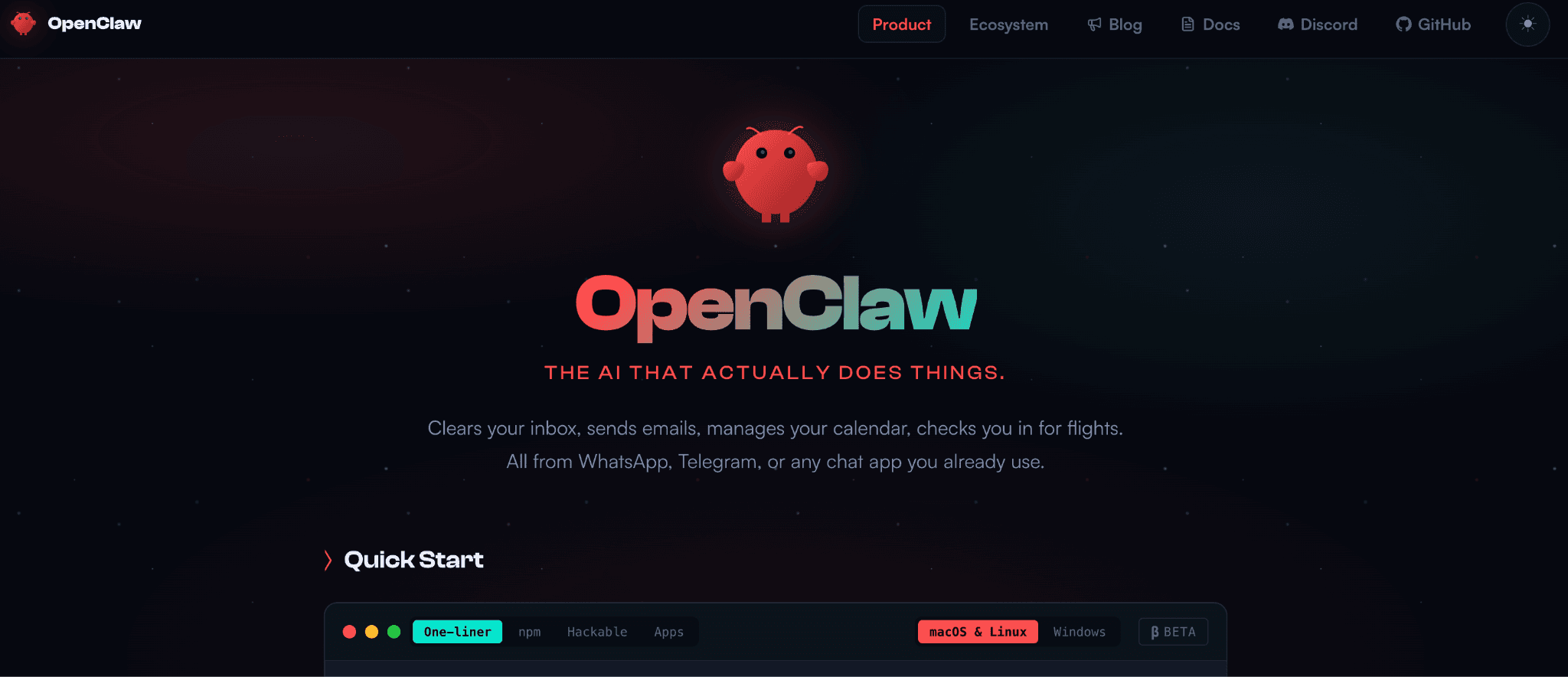 Openclaw homepage