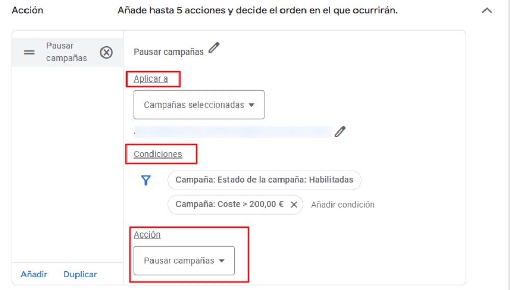 crear regla google ads para palabras clave negativas