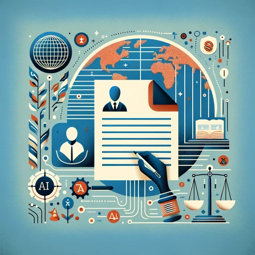 This minimalist and abstract image illustrates the interconnected themes of recommendation letters for immigration within a global context. At the center, a globe represents the worldwide impact of immigration, connected by lines to various symbols: a letter, indicating the core topic of recommendation letters; AI icons, representing the role of technology in crafting these letters; and legal scales, symbolizing the importance of legal expertise in the immigration process. The use of a few colors highlights the simplicity and interconnectedness of these elements, conveying the complex process of immigration and the various factors that contribute to its success.