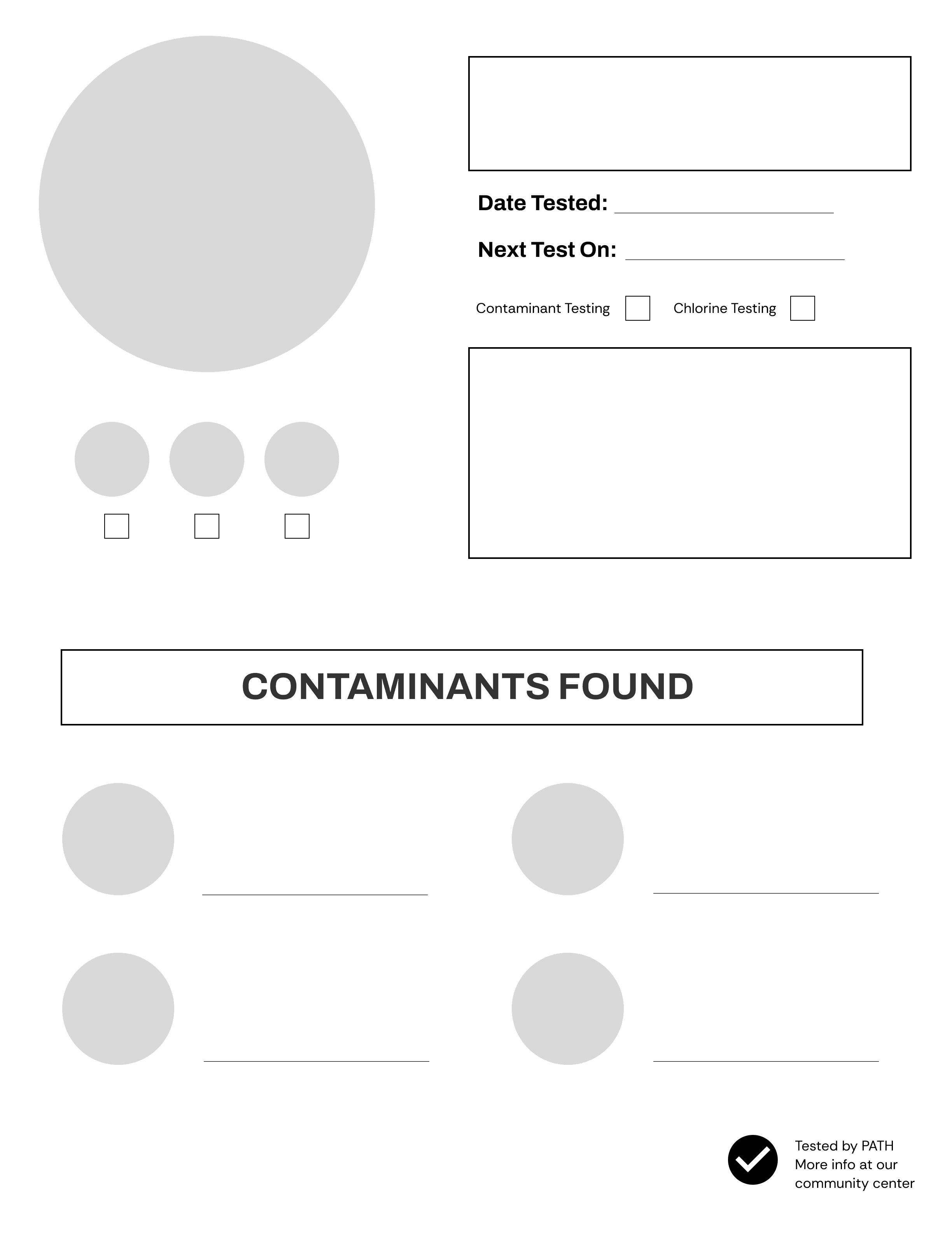 An early version of the water quality sign. Mainly grey circles and rectangles.