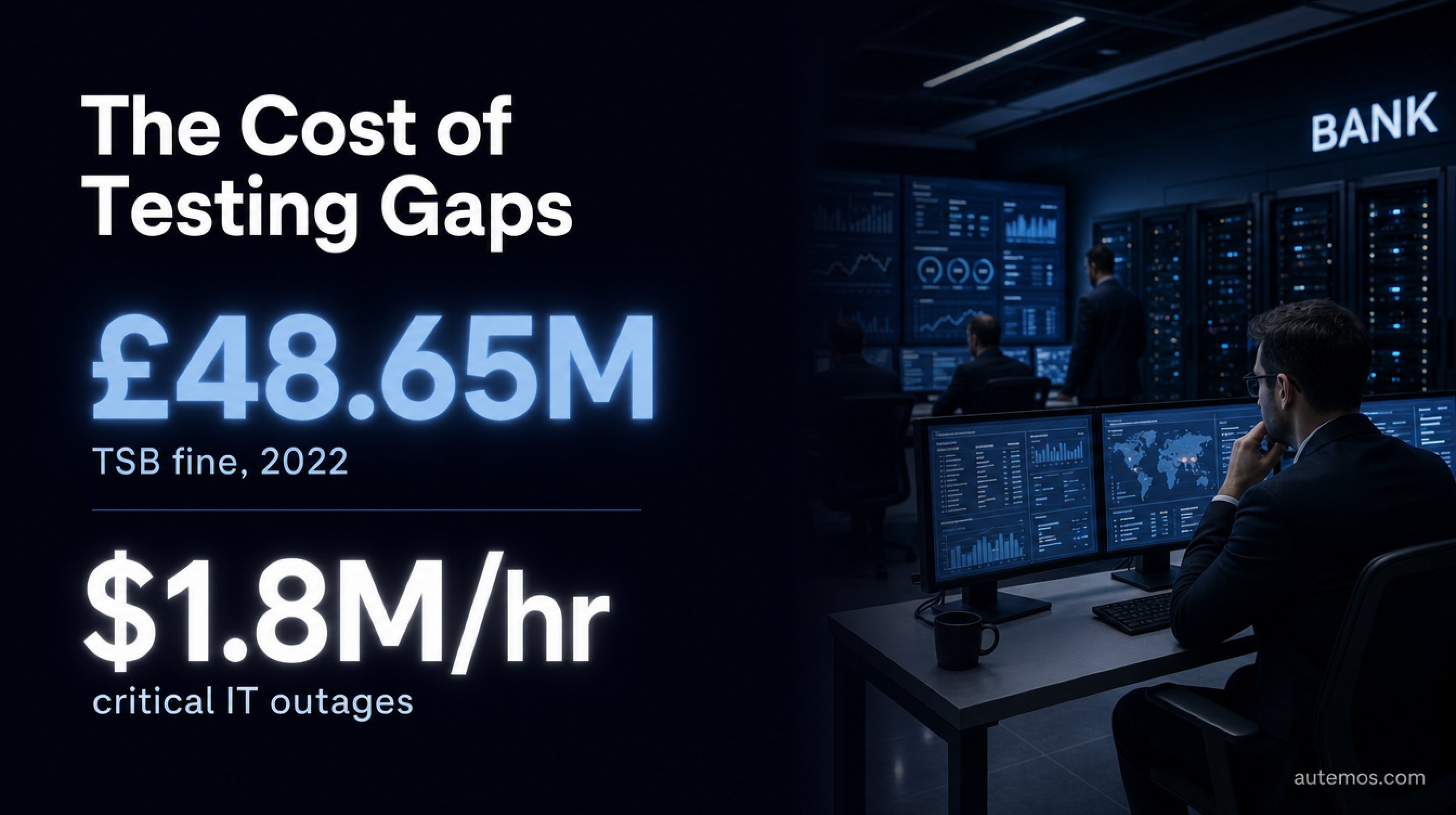 Infographic: the cost of testing gaps – £48.65m TSB fine and $1.8m per hour of downtime
