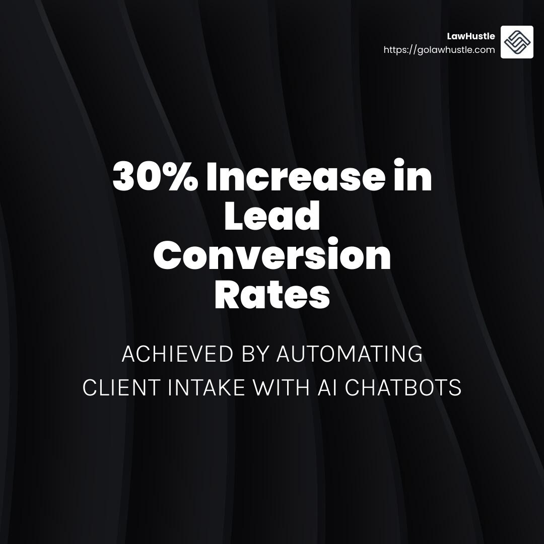 AI chatbots improve lead conversion rates by 30% - AI Chatbots for Law Firms infographic simple-stat-dark