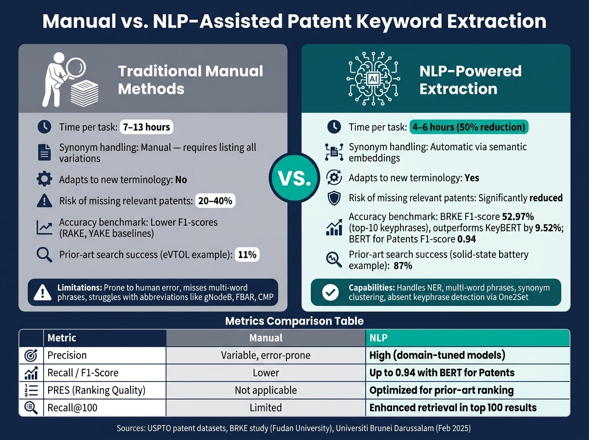 Manual vs. NLP-Assisted Patent Keyword Extraction: Key Differences
